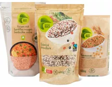 Migros Bio-Quinoa, -Linsen, -Kichererbsen und -Couscous