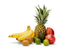Multibag oder Tragtasche füllen mit Ananas extrasüss, Mango, Avocado, Kiwi grün, Limette, Banane, Granatapfel (exkl. Bio,...