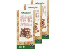 Naturaplan Bio chocolat au lait & noisettes caramélisées 3x150g