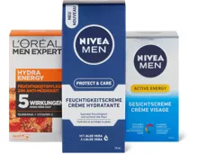 Nivea Men- und L'Oréal Men Expert-Gesichtspflege