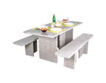 NOUVEL Rechteckiger Granittisch mit Sitzbank "Morcote", 160 x 75 cm