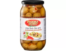 Parmadoro Grüne Oliven gefüllt mit roten Peperoni