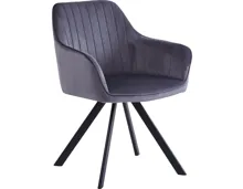 Polsterstuhl Mara Samt-Optik grau, drehbar