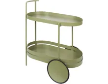 Rollwagen Metall olivgrün oval mit 2 Ablagen