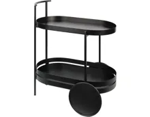 Rollwagen Metall schwarz oval mit 2 Ablagen