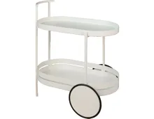 Rollwagen Metall weiss oval mit 2 Ablagen