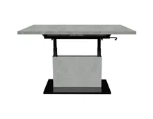 Salontisch Lift höhenverstellbar, Melamin Keramik-Optik Lichtgrau, 120-160 x 56-75 x 70 cm