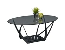 Salontisch Mona oval Glas grau 100 x 40 x 60 cm