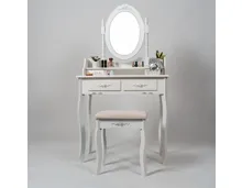 Schminktisch Rose mit Spiegel MDF weiss lackiert