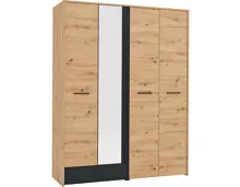 Schrank Varadero Melamin Artisan Eiche schwarz 158 x 204 x 53 cm, mit Spiegel
