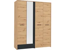 Schrank Varadero Melamin Artisan Eiche schwarz 158 x 204 x 53 cm, mit Spiegel