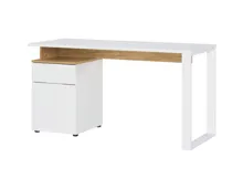 Schreibtisch Hasselt Dekor weiss/Eiche mit Container 140 x 74 x 61 cm