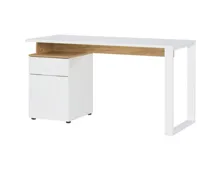 Schreibtisch Hasselt Dekor weiss/Eiche mit Container 140 x 74 x 61 cm