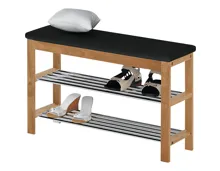 Schuhregal Diana Kiefer massiv natur Kunstleder schwarz 81 x 49 x 31 cm