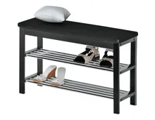 Schuhregal Diana Kiefer massiv schwarz Kunstleder schwarz 81 x 49 x 31 cm