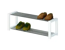 Schuhregal Myriam Kiefer massiv weiss Chromfarben 80 x 32 x 30 cm