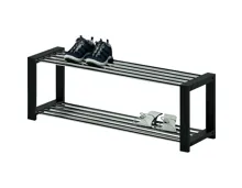Schuhregal Rebecca Kiefer massiv schwarz Chromfarben 80 x 32 x 30 cm