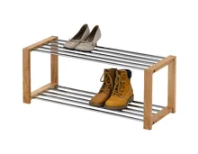 Schuhregal Tamara Kiefer massiv Natur Chromfarben 80 x 32 x 30 cm