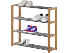 Schuhregal Tamara Kiefer massiv Natur Chromfarben 80 x 78 x 30 cm