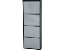 Schuhschrank Berry Metall schwarz geflext 51 x 136 x 15 cm
