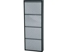 Schuhschrank Berry Metall schwarz geflext 51 x 136 x 15 cm