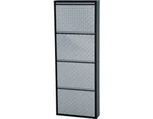 Schuhschrank Berry Metall schwarz geflext 51 x 136 x 15 cm