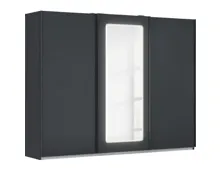 Schwebetürenschrank Abraxxas, 271 x 212 x 62 cm, mit Spiegel, dimmbare LED-Beleuchtung grau