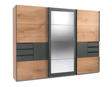 Schwebetürenschrank Luzern Dekor 270 x 210 x 64 cm, mit Spiegel Eiche