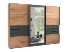 Schwebetürenschrank Luzern mit Spiegel Eiche
