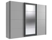 Schwebetürenschrank Minden Dekor grau/graphit 270 x 210 x 64 cm, mit Spiegel