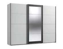 Schwebetürenschrank Minden Dekor weiss Raw Steel 270 x 210 x 65 cm, mit Spiegel