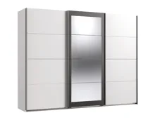 Schwebetürenschrank Minden Dekor weiss Raw Steel 270 x 210 x 65 cm, mit Spiegel