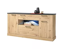 Sideboard Lando Dekor Eiche Artisan schwarz 180 x 88 x 45 cm