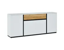 Sideboard Mito Dekor Alpinweiss Catina Eiche schwarz matt 209 x 87 x 40 cm