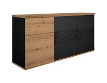 Sideboard Otello Dekor Eiche Helvezia / schwarz matt 180 x 87 x 47 cm