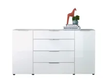 Sideboard Santo, Spanplatte Glas weiss, 180 x 99 x 40 cm