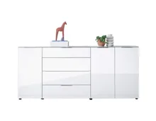 Sideboard Santo, Spanplatte Glas weiss, 226 x 99 x 40 cm