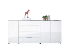 Sideboard Santo, Spanplatte Glas weiss, 226 x 99 x 40 cm