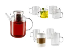 SilverCrest® Teekanne/Teegläser-/Cappuccinogläser-Set, 4-tlg.