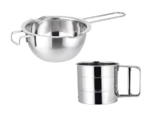 SilverCrest® Wasserbad-Schmelzschale/Einhand-Mehlsieb