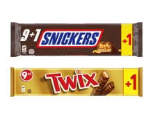 Snickers/Twix 9+1 gratis (Aktion nur in der Deutschschweiz und im Tessin gültig)
