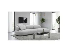 Sofa Calipso Stoff grau, Ottomane rechts