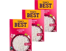 Tom's Best Fairtrade Jasmine Rice 3x1kg