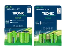 TRONIC Akkus AA/AAA, 4er-Set