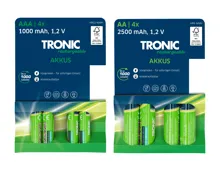 Tronic Akkus AA/AAA, 4er-Set