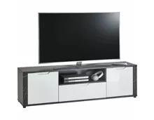 TV-Möbel Kos Dekor Melamin Marmor schwarz MDF weiss Hochglanz 167 x 48 x 40 cm