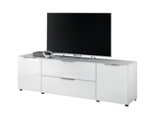 TV-Möbel Santo, Spanplatte Glas weiss, 180,5 x 54,5 x 40 cm
