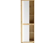 Vitrine Alenas Melamin Artisan weiss 66 x 209 x 37 cm, inkl. seitliche LED Leisten im Rahmen