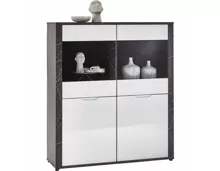 Vitrine Kos Marmor schwarz weiss 123 x 141 x 40 cm