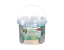 Vogelfutter-Set im Plastikeimer